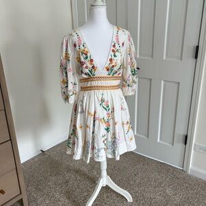 Anthropologie Deep-V Floral Mini Dress